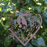 Hanging Heart with 2 Birds and Leaves
