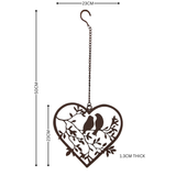 Hanging Heart with 2 Birds and Leaves
