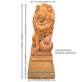 Statue Lion - with Ball Left on Pedestal