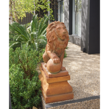 Statue Lion - with Ball on Pedestal Right