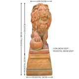 Statue Lion - with Ball on Pedestal Right