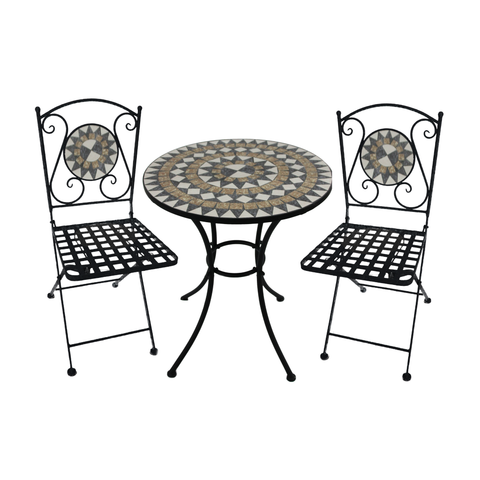 Patio Setting Mosaic Mondo 3 Pce in Brown;Rust;Beige;Cream