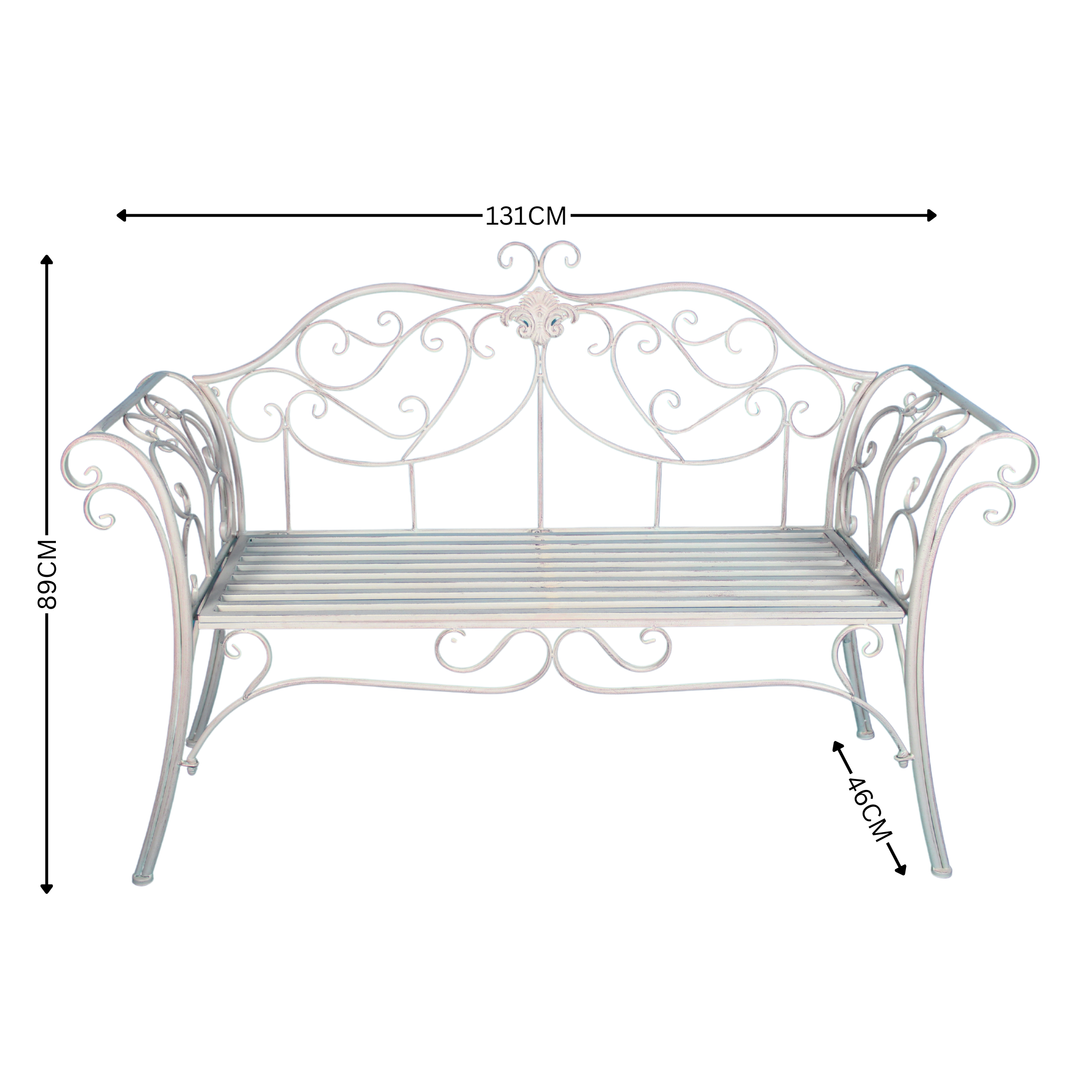 Garden Bench - Verona Metal Antique Cream Brush
