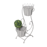 Plant Stand - Two Baskets Distressed Cream