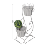 Plant Stand - Two Baskets Distressed Cream