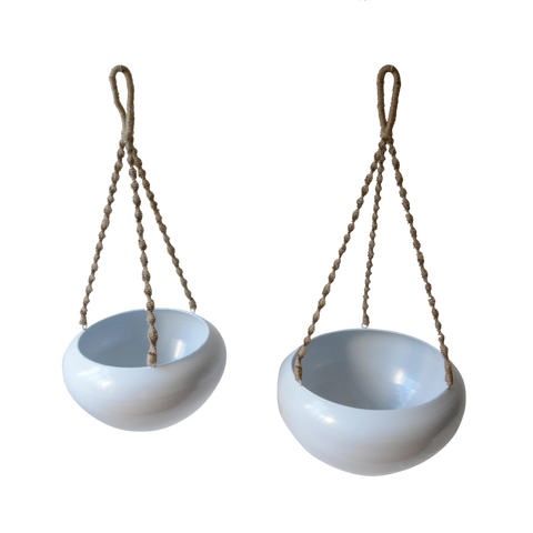 Hanging Planters Set 2 White