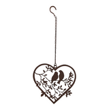 Hanging Heart with 2 Birds and Leaves