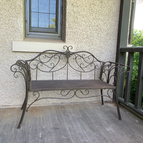 Garden Bench Seat Verona  Metal Rustic Brown 131x46x89cm High