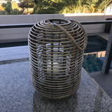 Candle Holder Rattan Cylinder Shape w Glass Insert