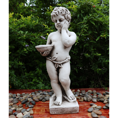 Statue Cherub Holding Bowl