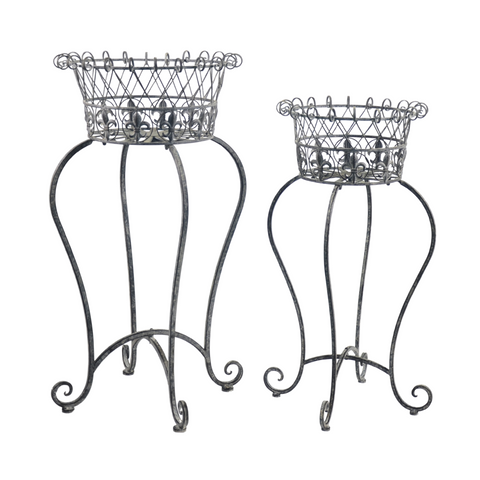 Plant Stands Set 2 Rustic Grey