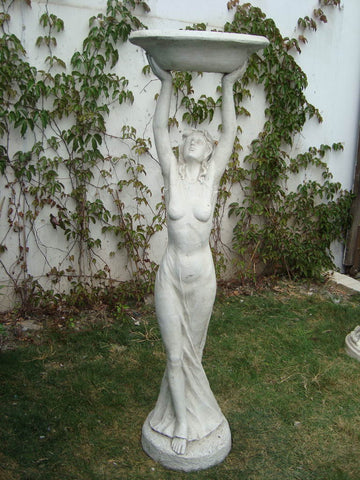 Statue Lady Birdfeeder Cream