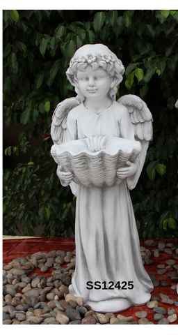 Statue Angel w Shell Birdfeeder