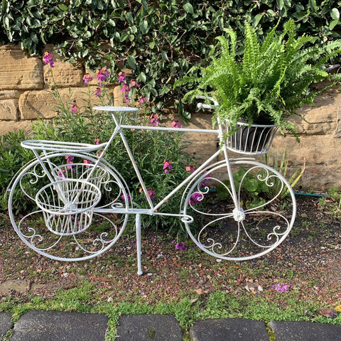 Bicycle Plant Stand Cream 128x51x76cm High