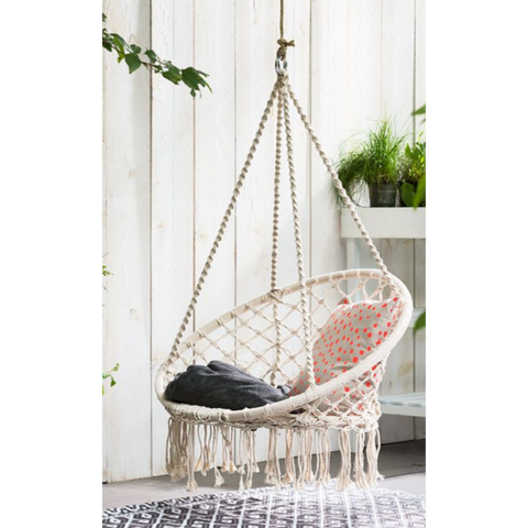 Macrame Hanging Chair White 100cm