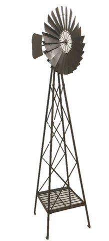 Windmill with Shelf Metal Rustic Art Sculpture Garden Outdoor 62x50x222cm high