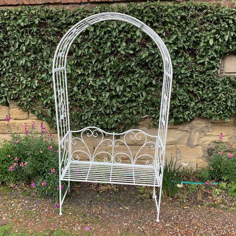 Garden Arch with Bench Seat Rustic Cream 110x45x216cm High
