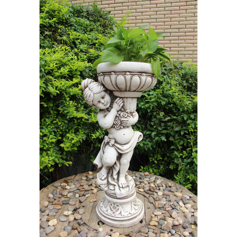 Statue Girl Flower Pot Plant Holder Garden Sculpture 37x31x75cm High
