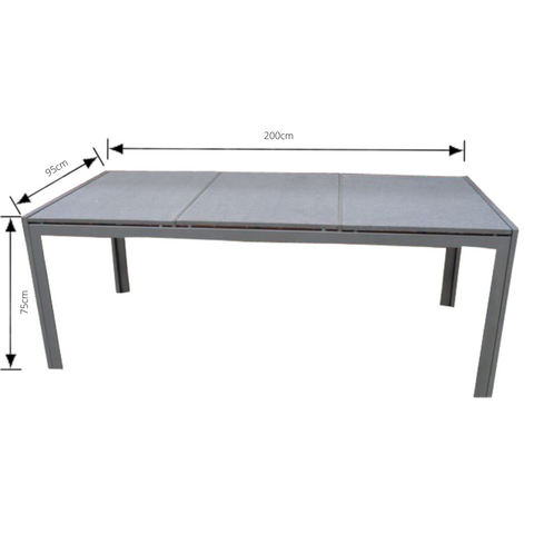 Table Only Outdoor Granite Trois Rectangular 95x200x75cm