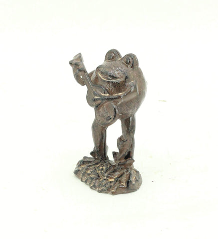 Statue Frog Playing Guitar Magnesium 13x12x20cm