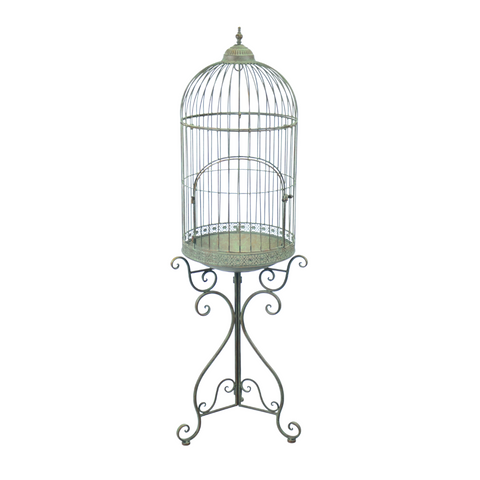 Bird Cage on Stand Rustic Green
47x47x147 cms