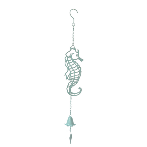 Hanging Bell Cast Seahorse 10x6x73cm- MIN ORDER 4