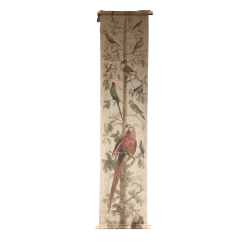 Wall Decor Hanging Scroll Print on Fabric Unique Vintage Parrot Red Bird Life 42x2.5x166cm High