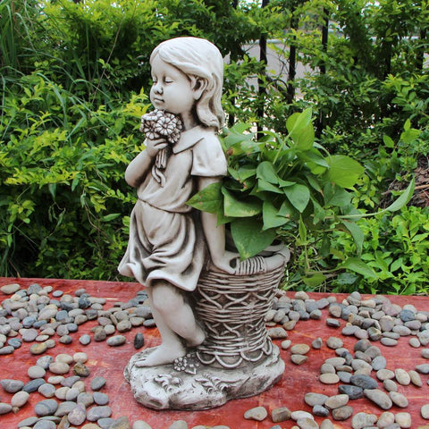 Statue Girl Flowerpot 34x24x68cm
