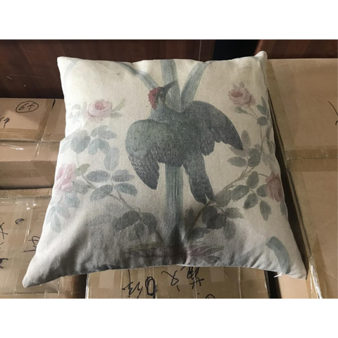 Cushion Filled Print on Fabric Unique Vintage Woodpecker Birdlife 45x45cm