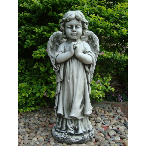Statue Angel Girl w Wing Praying Sculpture Figurine Feature Garden Decor 35x25x72cm